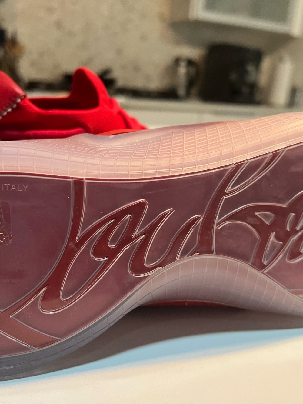 Brand New Christian Louboutin Men’s Red Low-Top Sneakers - Picture 3 of 4